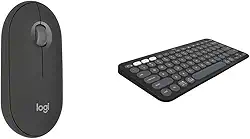 Kit Mouse Sem Fio Logitech Pebble 2 M350s Grafite + Teclado Sem fio Logitech Pebble Keys 2 K380s Grafite