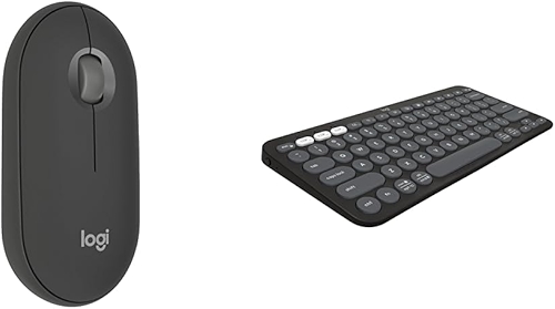 Kit Mouse Sem Fio Logitech Pebble 2 M350s Grafite + Teclado Sem fio Logitech Pebble Keys 2 K380s Grafite