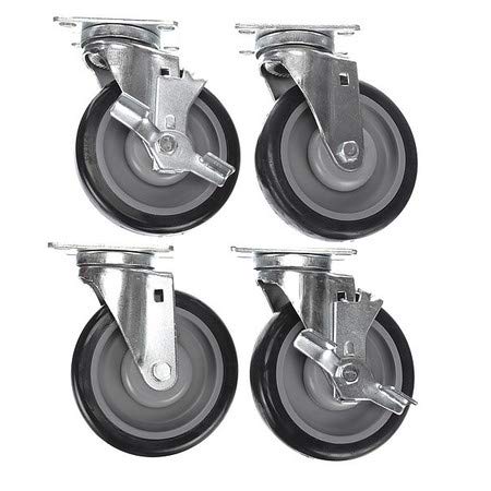 Caster Kit,Med Duty 2-3/8" x 3-5/8" Pla