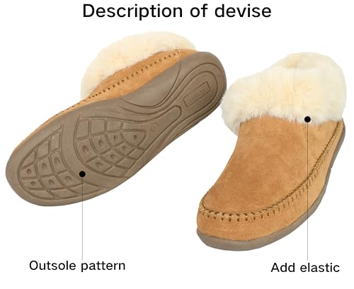 Women's fuzzy Slippers Suede leather Memory Foam House Shoes for women - bedroom Indoor and Outdoor Warm Loafer Slipper4