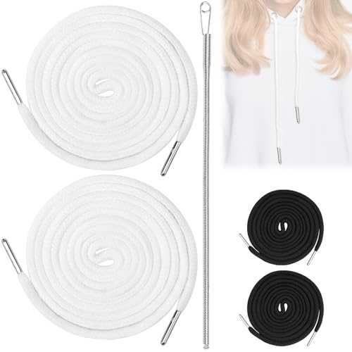 Jeinbuil 160CM Kordel für Jogginghose Kordel für Hoodie mit Durchziehnadel und Metallenden Jogginghose Band Hosenbänder Kordelzug (2+1 Stück) (Weiß, 160CM)