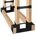 SnugNiture Outdoor Firewood Log Storage Rack Bracket Kit, Adjustable Log Rack Holder, Fireplace Wood Storage Holder with Screws, Black