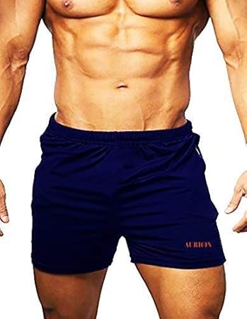 AURION Men's All New Drimaxxtm Technology (Moisture Management) Synthetic Half Tight Plain Athletic Multisports Short Inner Wear (Blue, Medium)