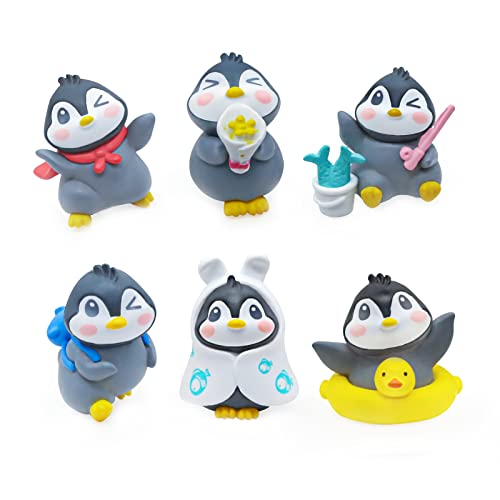 kukifun Pinguin Kuchen Cupcake Topper, 6 Stück Mini-Pinguin-Figuren, niedliches Pinguin-Figur-Spielzeug, Pinguin-Kuchendekorationen für Kindergeburt