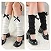 Geyoga 4 Pairs Kawaii Velvet Bow Leg Warmers Japanese Knitted Loose Socks Leg Warmers for Girls Women Lolita 80s Y2k Costume(Black, White, Gray, Khaki)