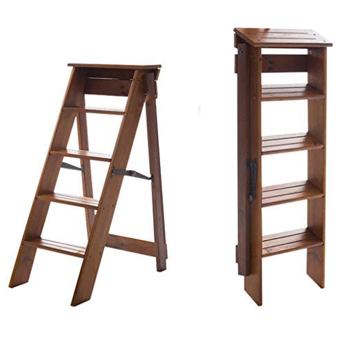 Taburete de escalada plegable en madera con función de silla y estantería 2