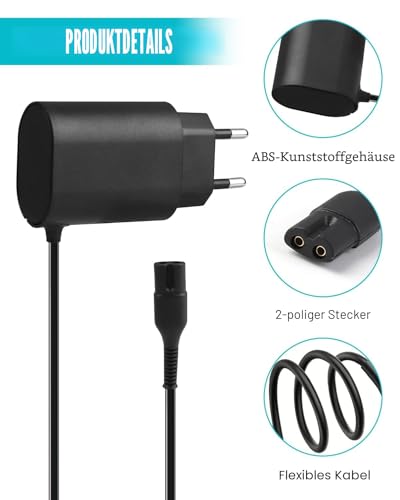 12V 0,4A Ladekabel Netzeil Kompatibel mit Braun Rasierer Series 9 8 7 6 5 3 1, Ersatz Netzkabel für 3000s 790cc 720s 310s 350cc 730s 5090cc 5030s 150s, Elektrische Shaver Adapter Trimmer Charger