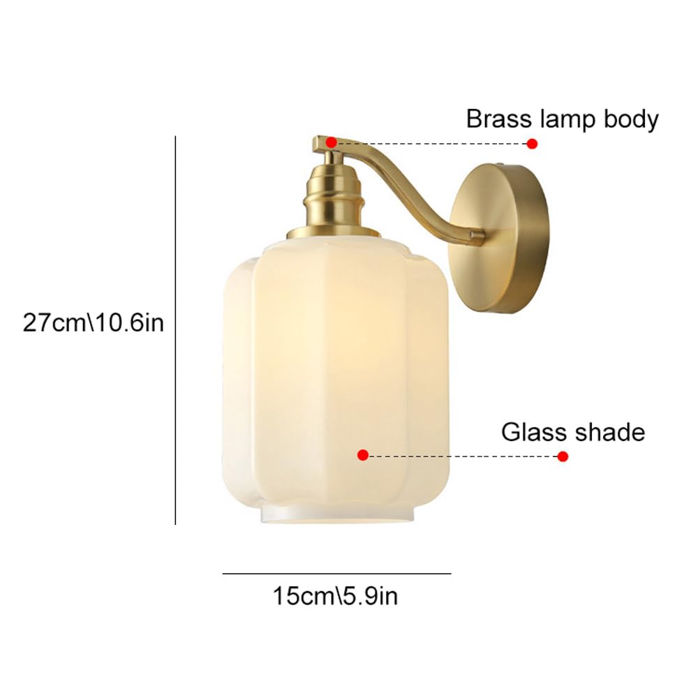 Applique da parete moderna della metà del secolo con paralume in vetro bianco latte, luci cablate da parete per interni per camera da letto, soggiorno e corridoio