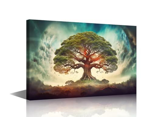 Toile murale salon grand vieil arbre de vie cosmique pour chambre