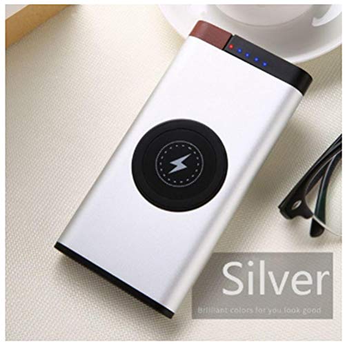 Power Bank 10000mah Wireless Charger Portable Fast Charging External Battery for iPhone Samsung,White