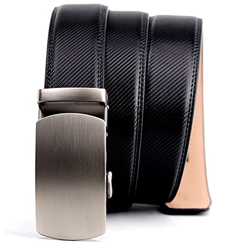 Preisvergleich Produktbild Lzpzz Herrengürtel, Herrengürtel Leder Automatische Schnalle Cindhide Jeans Taille Gürtel Männliche Schwarzer Ratsche Hosengürtel Mode 3.5 cm Breite Hosenzubehör (Color : Black, S : 115CM)