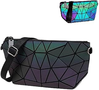 Geometric Luminous Handbag Purses Holographic Backpack Flash Wallet Reflactive Crossbody Bag for Women Iridescent Tote Bag