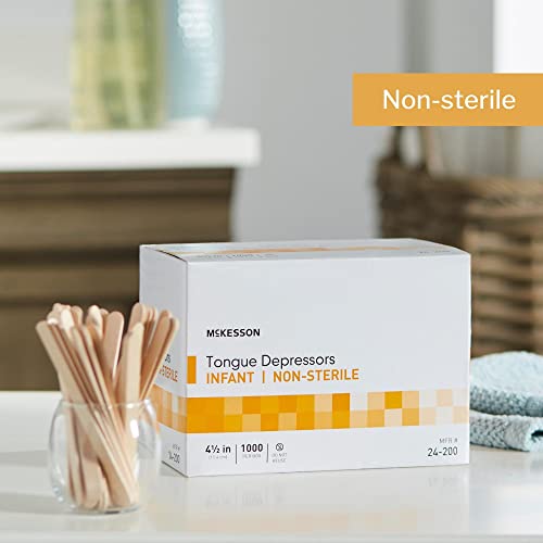 mckesson tongue depressors 1000 count infant size non-sterile wood unflavored splinter-free 45 in  use for medical arts crafts spa