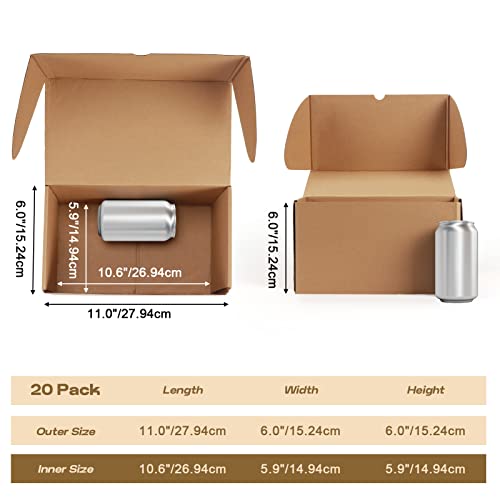 Image of RLAVBL 11x6x6 Inches Shipping Boxes Set of 20, Brown Small Corrugated Cardboard Box, Mailer Boxes for Packing Small Business