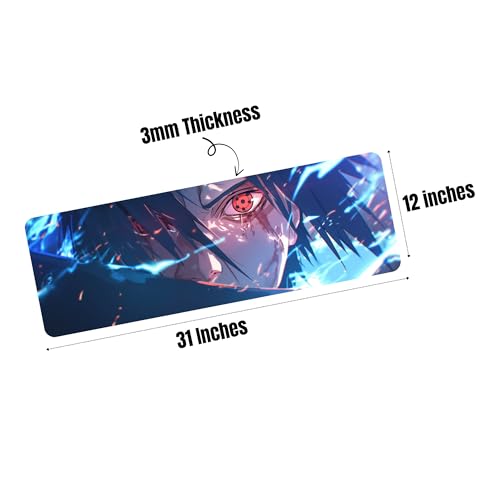 Image of MASIPICKS - XXL Size Anime & Gaming Mouse Pad [Rubber Base] | Mouse Pad (31 x 12 Inches) 3mm Desk Mat (SAS-suke Sharingan Eye)