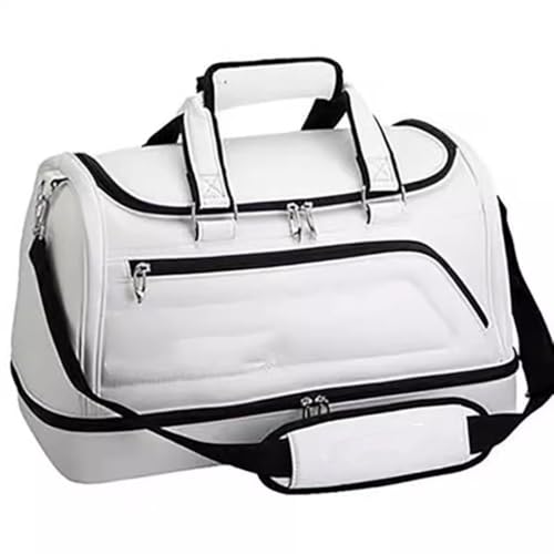 Vilom ゴルフバッグ ボストン 衣類収納 大容量 二重層 防水仕様 メンズ レディース対応 旅行 スポーツ 軽量 耐久性 ゴルフ用品収納 おしゃれで実用的 (ホワイト)