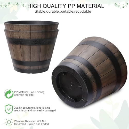 WEICHENGXING Large Plant Pots, 20 Inch 2 Pack Plastic Whiskey Barrel Planters, Big Flower Pots Wine Barrel Design for Outdoor Indoor, Garden, Porch, Patio, Backyard by WEICHENGXING - Image 3