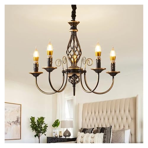 Lustre bougie en fer forgé pour sublimer un plafond haut