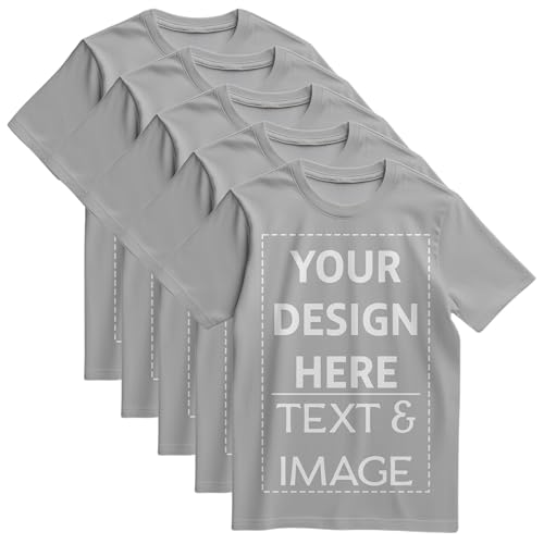 5 Pack Custom Shirts for Men Women, Unisex Style Customized T Shirt, Design Your Own Small Business Birthday Graduation Tops Black4