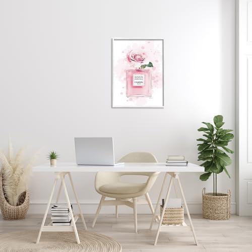 Image of Pink Flower Perfume Glam, 24 x 30 Inch Framed Giclee Print | Stupell Industries . By Amanda Greenwood . Ready to hang . Giftable accent for home decor . Made in USA