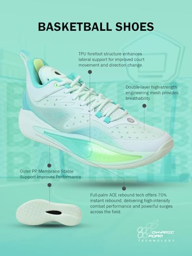 Image of XTEP Men Dynamic Foam Basketball Shoes /Sneakers with Shock Absorption Sports Lining & Breatheable Mesh Upper with Embedded TPU Sole for Extra Support & Rebound