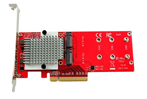 image for Ableconn PEXM2-130 Dual M.2 PCIe NVMe SSD Adapter Card - PCI Express 3