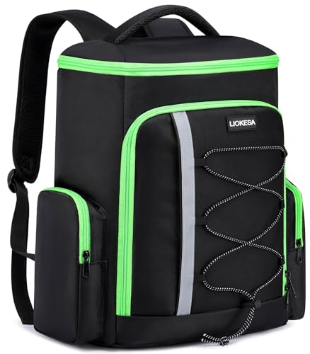 Liokesa PS5 Backpack, Gaming Carry Backpack Compatible with Playstation 5 / PS5 Slim / PS4 / Xbox One, Travel Carrying Case with Multiple Pockets for 15.6” Laptop and Gaming Accessories, Black& Green