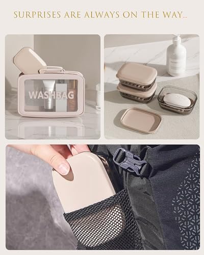 Image of PEISAINOX Plastic Travel Soap Case, Leakproof Soap Container with Lid, Portable Bar Soap Holder for Traveling, Soap Dishe for Bathroom, Shower, Gym, Vacation, Outdoor,Travel Essentials, Transparent