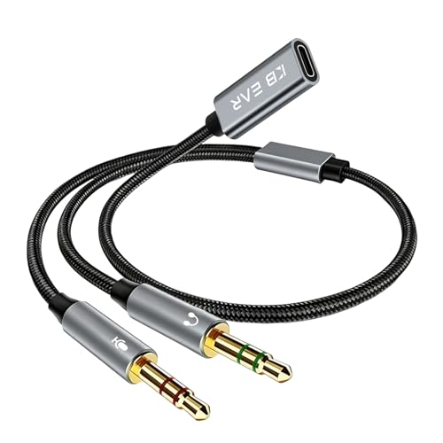 Splitter USB-C a Jack 3,5 mm KBEAR KA01 Adaptador de Audio Dual para Auriculares y Altavoz