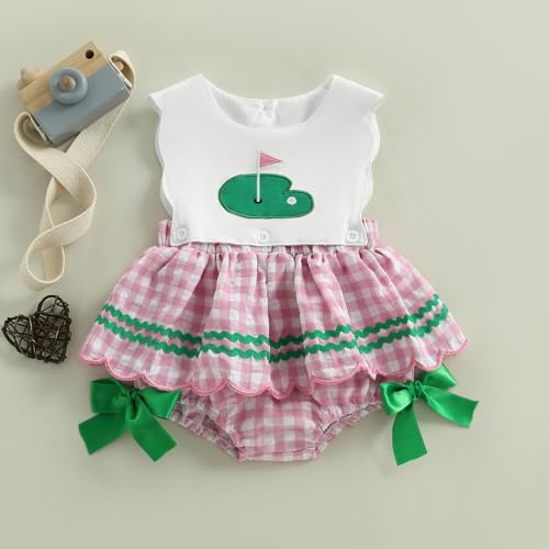 ZAXARRA Baby Girls Golf Romper Sleeveless Plaid Girl Romper Dress Infant Girl Summer Clothes2