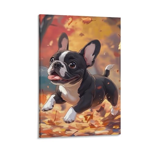 Bulldog français decoration murale affiche tableau impression sur toile salon 30x45