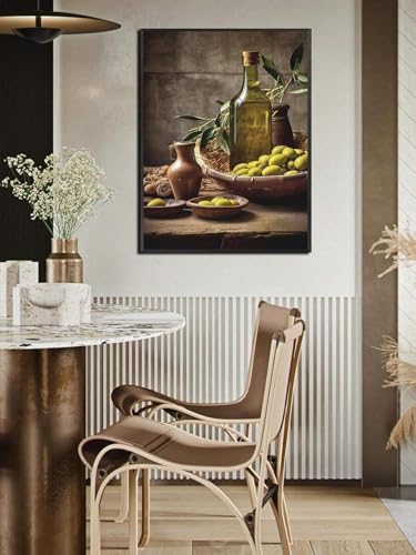 Toile fleurs vertes et bouteilles de vin pour une chambre élégante