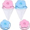 NEIJIANG Lint Catcher for Laundry,Pet Hair Remover for Laundry,Washing Machine Floating Lint Mesh Bag,Reusable Household Hair Filter Washer Lint Trap Net Pouch 4 Pieces Blue，Pink