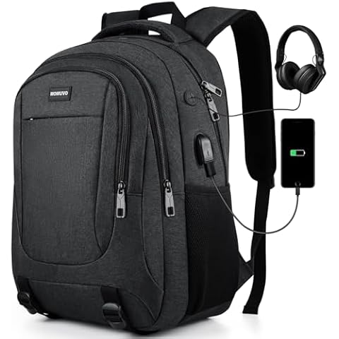 MOMUVO Backpack for Men and Women, School Backpack for Teens Boys, Water Resistant 15.6 inch Laptop Backpack Computer Bag with USB Charging port for Business College Travel Cover