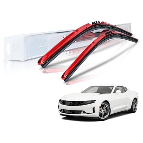 Clix Wipers - Compatible with Chevrolet Camaro (24"/20") Red Chrome Windshield Wiper Blades, All-Weather Replacement Wipers - Complete Front Set of 2, Includes Quick Connect Clips (2010-2015) Cover