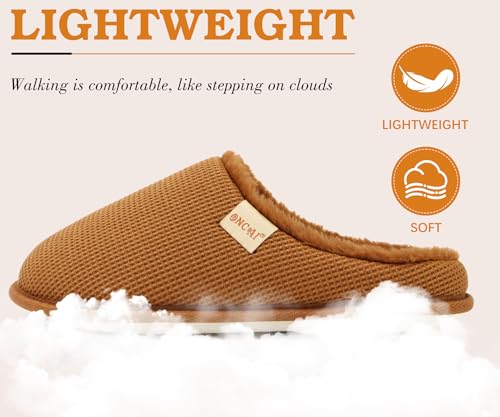 ONCAI Women's House Slippers, Cushion Memory Foam Waffle Upper Home Comfortable Warm Winter Cozy Soft Lightweight Indoor Best House Shoes Non-slip Rubber Sole US Size 5-114