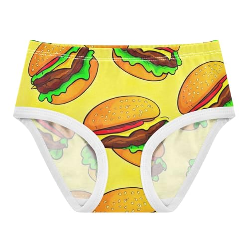 Girls Underwear Toddler 2t Cotton Panties for Girl Bright Kids Undies Briefs Cute Cartoon Hamburgers Yellow