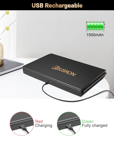 JUSRON 360 Viewing Angle Self Hair Cutting Mirror, Clear Anti-Fog HD Glass, USB Rechargeable, Easy to Use, Height Adjustable, Portable, Good Choice for Gifts