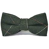 King & Priory Luxury Herringbone Forest Green Tweed Bow Tie, Bowtie