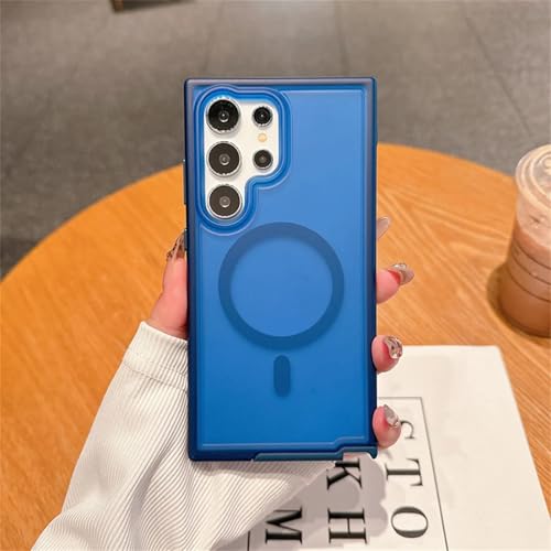 Coque Samsung S24 mate magnétique et transparente finition bleu profond