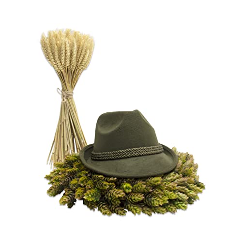 Essence of Europe Gifts Green German Themed Costume Fedora Hat XL | Oktoberfest Haus