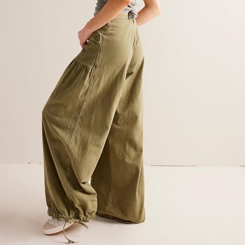 Women Low Waisted Cargo Jean Lotus Tube Wide Leg Denim Casual Baggy Pants Ruffle Trousers Y2k Barrel Jeans2