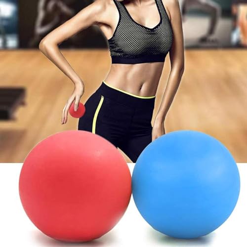 Image of WOVTE Massage Lacrosse Ball for Sore Muscles, Shoulders, Neck, Back, Foot, Body, Deep Tissue, Trigger Point, Muscle Knots, Yoga and Myofascial Release (Blue) (Blue Red)