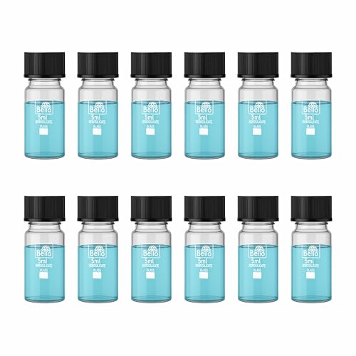 Image of Bello 12pcs-5ml Clear Glass Vials Culture tube with Screw Caps Glass Sample Vial with PE Stopper, Leak-Proof Glass Bottles Containers for Cosmetics Perfume Making Lab Laboratory