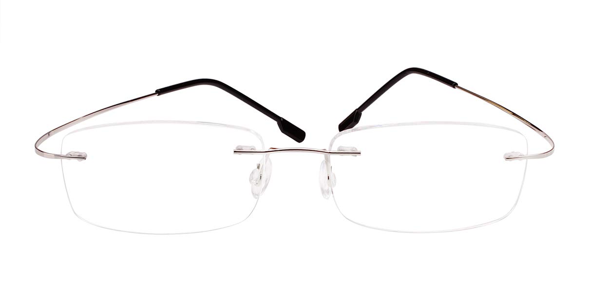 Memory Titanium FlexMemory Titanium Flexible Womens Mens Rimless Reading Glasses Readersible Womens Mens Rimless Reading Glasses Readers (Silver, 150)