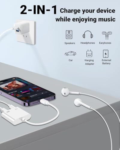 Image of Untvie USB-C to 3.5mm Headphone Port Adapter Type-C to AUX Audio Converter 2-in-1 Charger Support PD Fast Charging for iPhone 17 /16 /15 Series iPad Pro MacBook Pixel and Other Devices Double 2Pack