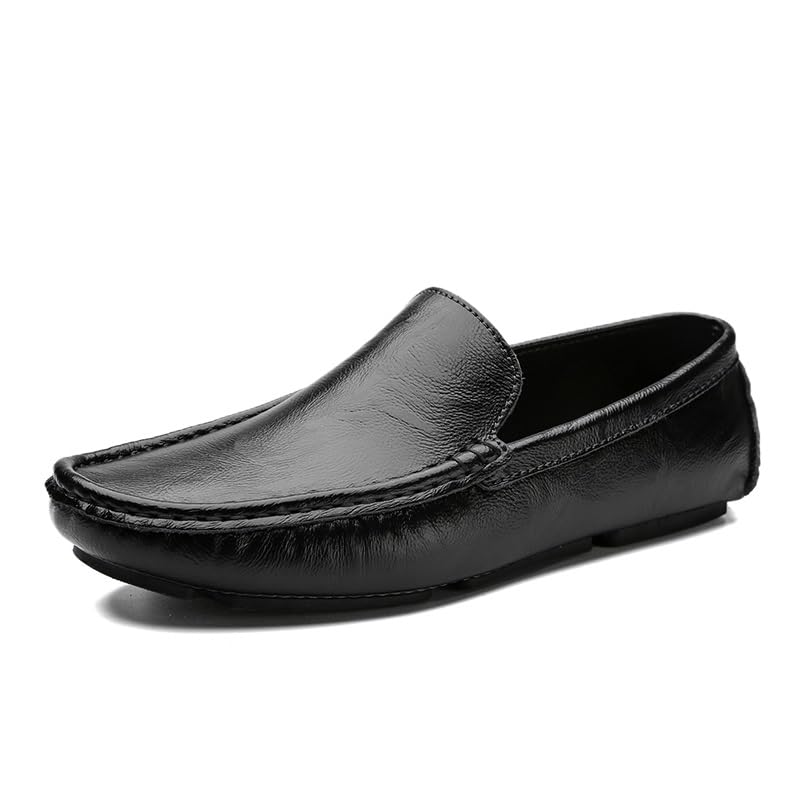 Loafers for Men Solid Color Round Toe Faux Leather Driving Loafers Flexible Lightweight Flat Heel Outdoor Slip On2
