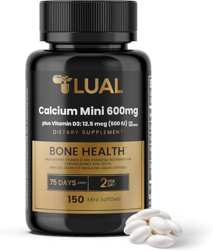 LUAL Calcium Minis 600 mg with Vitamin D3 | 150 Mini Softgels