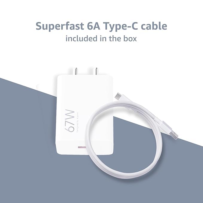 Image of Mi 67w Charger Original Fast Sonic for Xiaomi Redmi Mi 11 Ultra / 11 Redmi Charger|Superfast 6A Type C Cable Included| Laptops, Tablets & Mobile Charger| 67watt