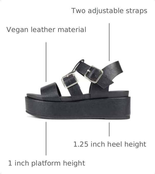 Image of Soda inchSTELLAR inch ~ Women Flatform Multi Strap Double Buckle Open Toe Ankle Strap Platform Wedge Sandals